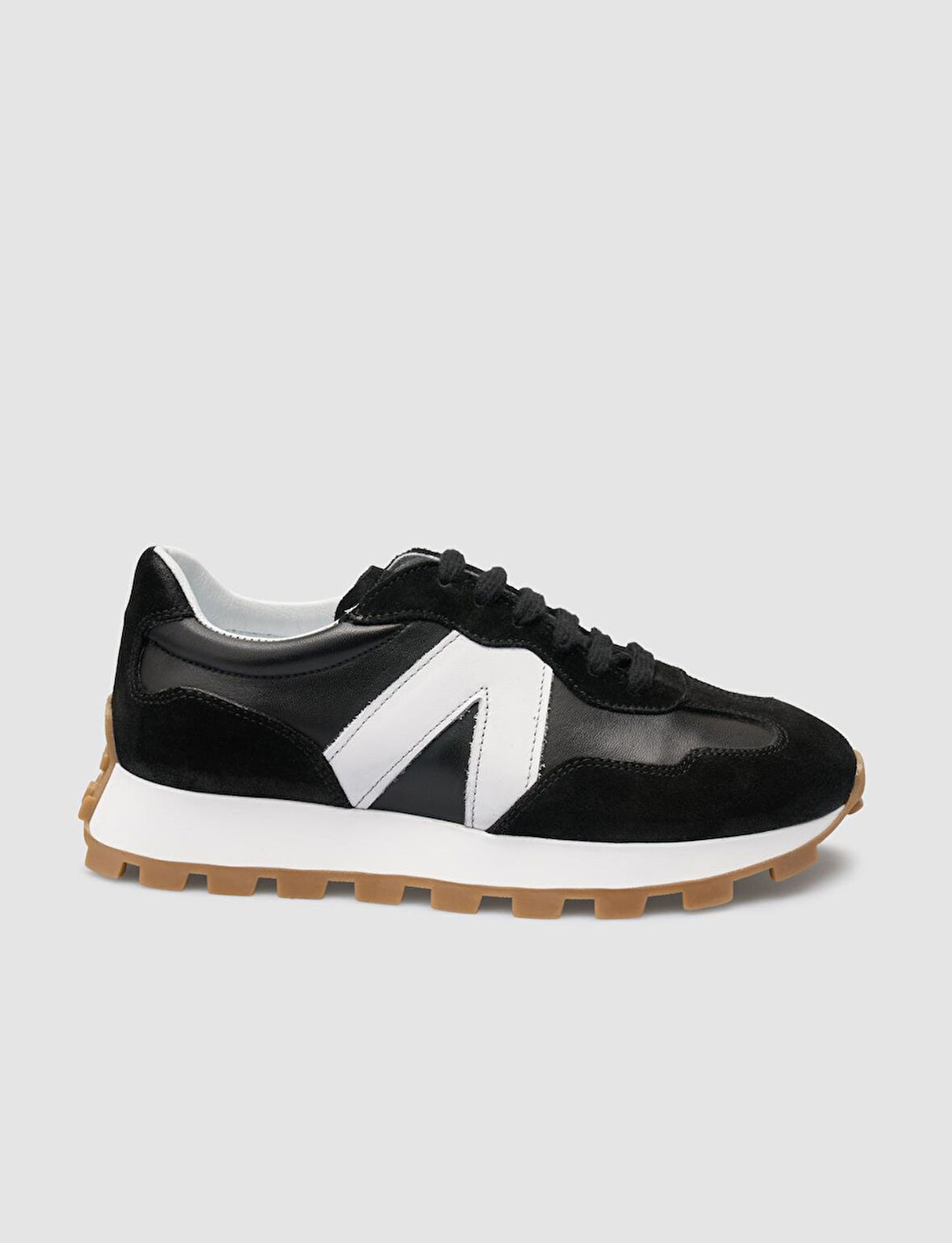 %100 Hakiki Deri Siyah Kadın Sneaker
