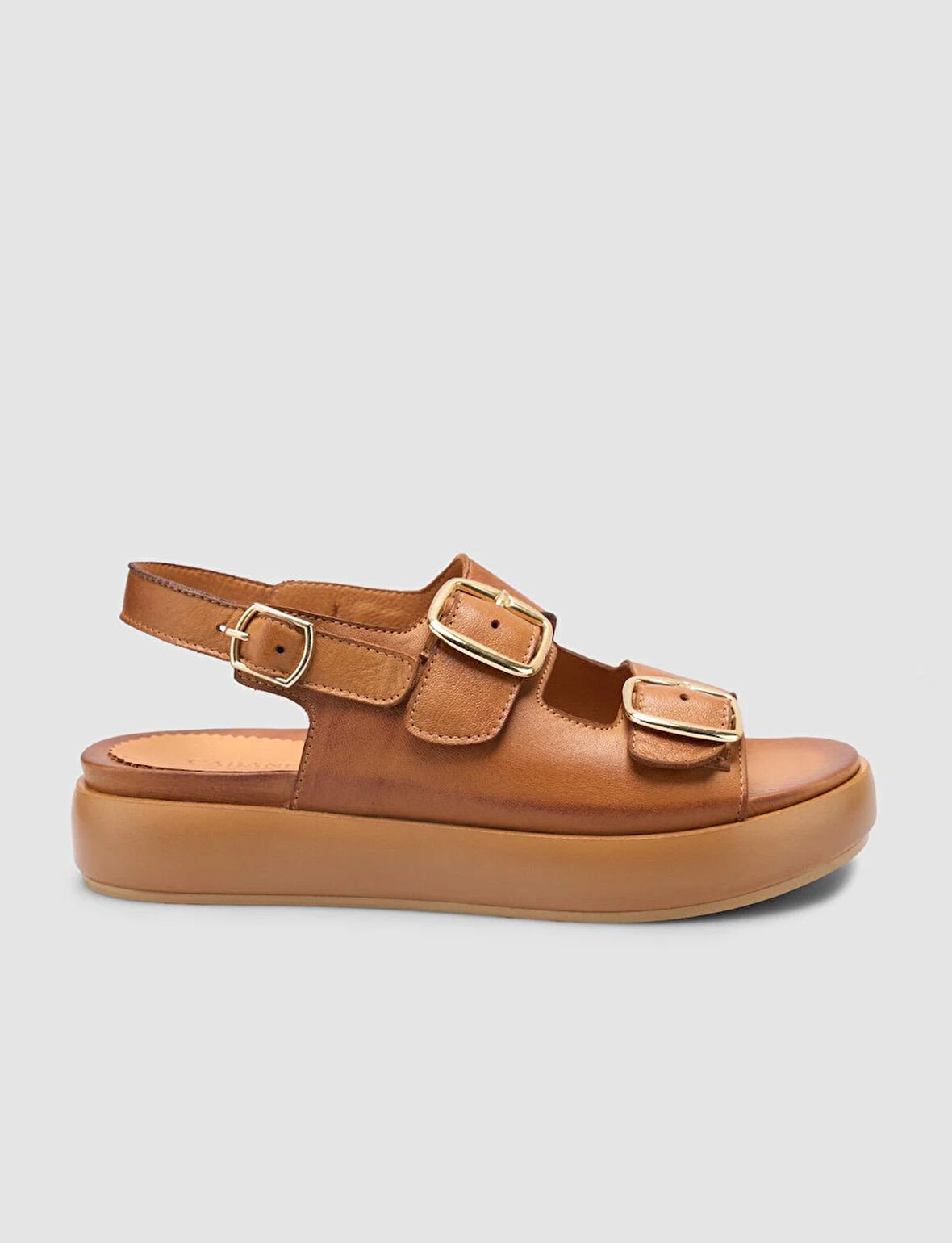 %100 Hakiki Deri Taba Kadın Sandalet