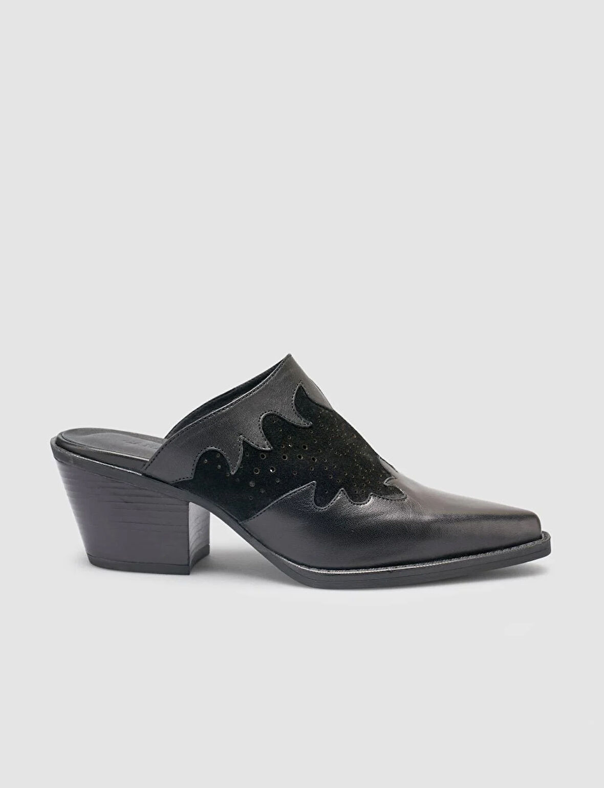 %100 Hakiki Deri Siyah Kadın Kovboy Terlik