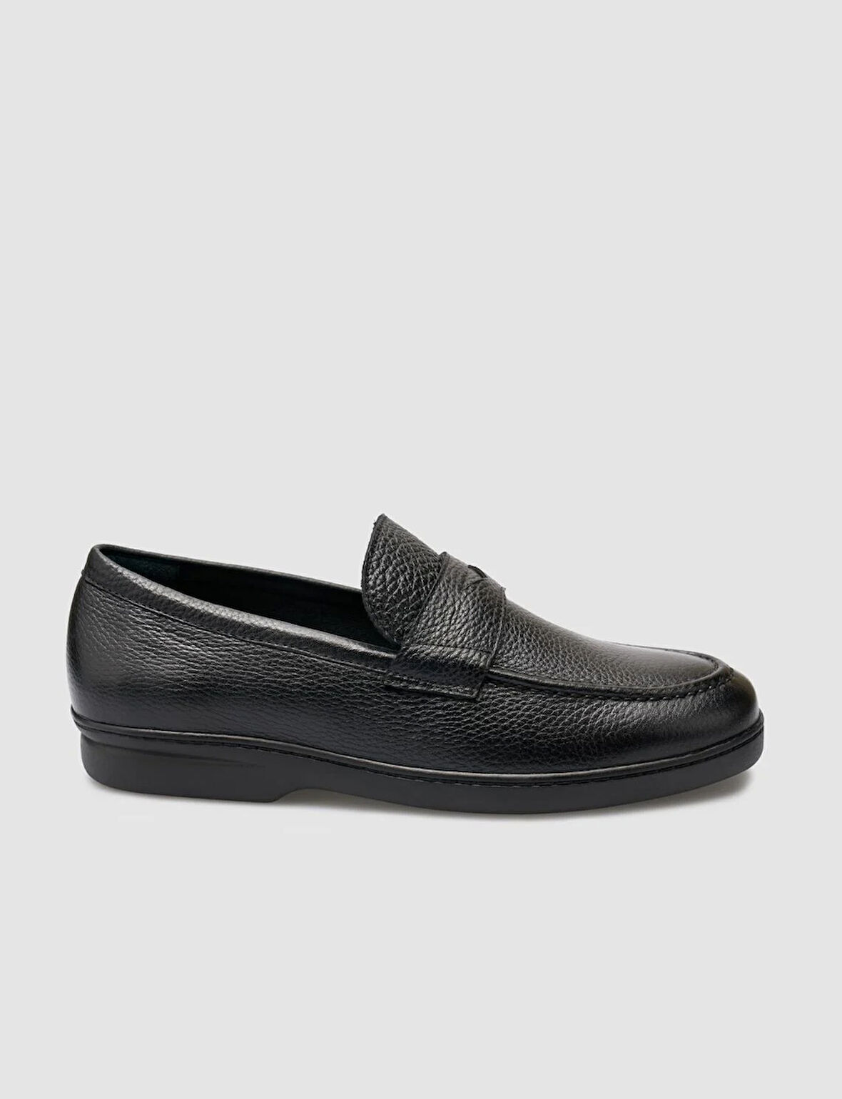 %100 Hakiki Deri Siyah Düz Erkek Loafer