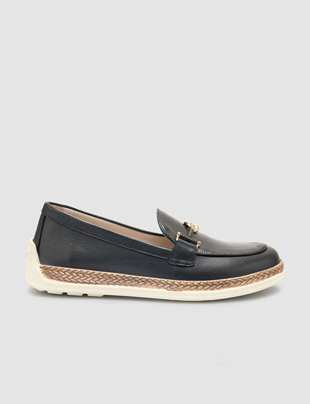 %100 Hakiki Deri Siyah Kadın Loafer