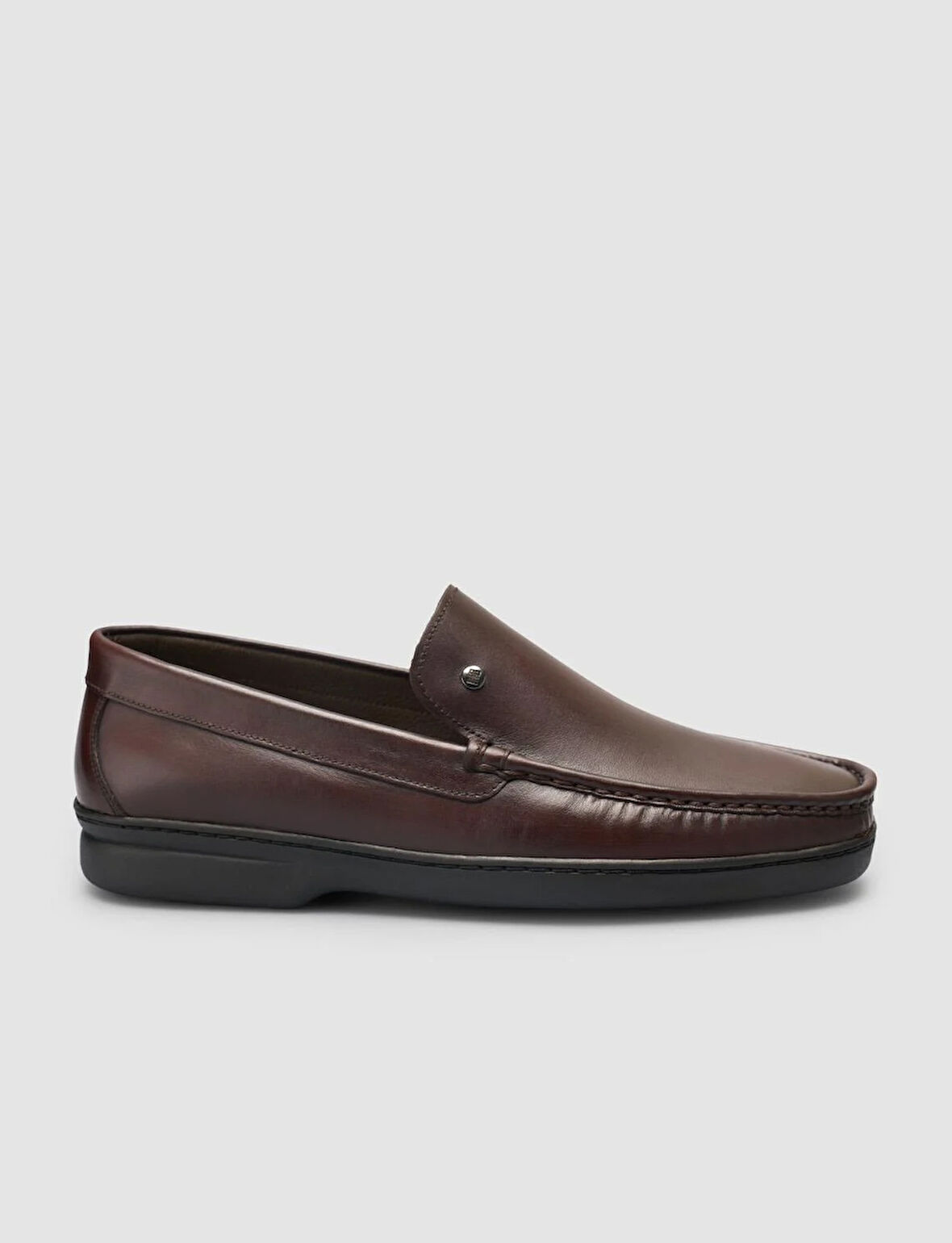 %100 Hakiki Deri Dikiş Detaylı Kahverengi Loafer Ayakkabı