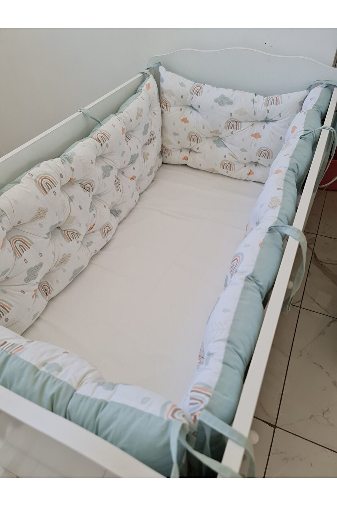 70x120 Beşik Kenar Koruma - 40cm Yükseklik - %100 Pamuk Kumaş - Antialerjik - Yıkanabilir