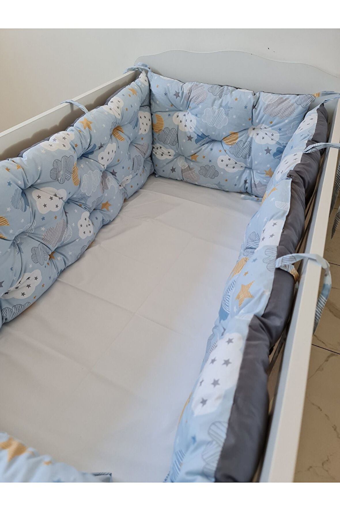 70x120 Beşik Kenar Koruma - 40cm Yükseklik - %100 Pamuk Kumaş - Antialerjik - Yıkanabilir