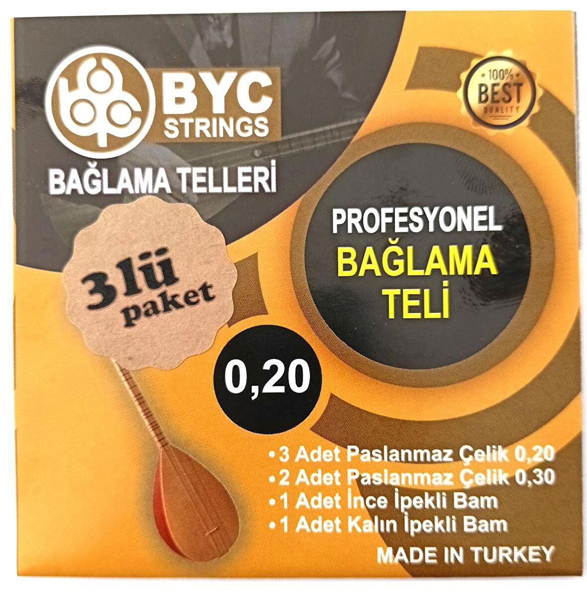 LongMoon 3BYC20 3 Paket Uzun Sap Bağlama Teli Saz Teli 0,20