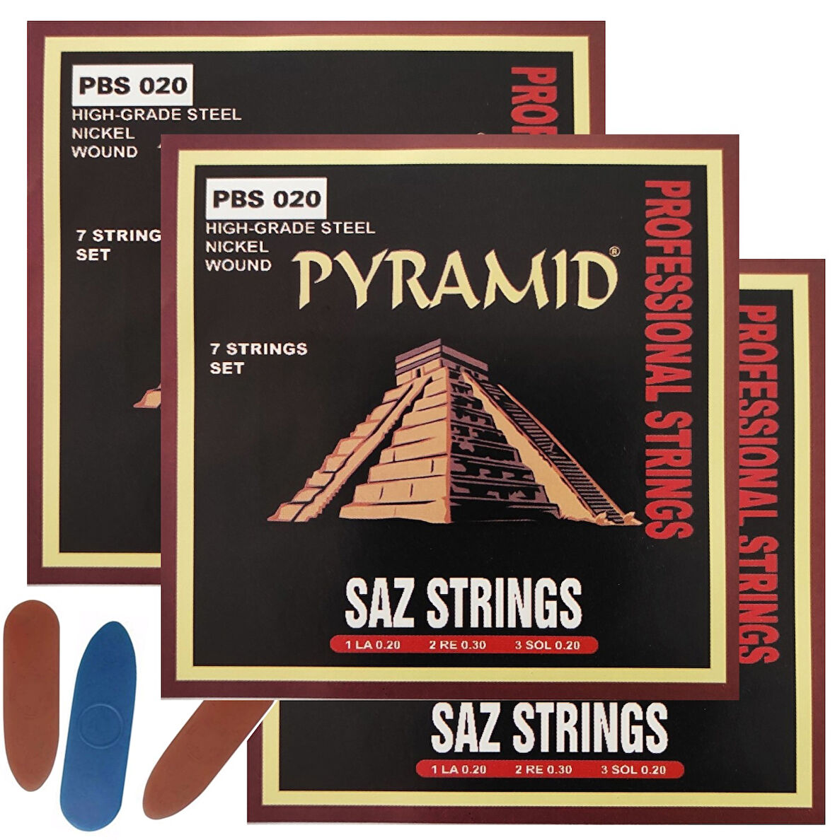 Pyramid 3PBS20 020 Uzun Sap için 3 Takım Saz Teli - Alman Pyramid Mızrap Hediyeli