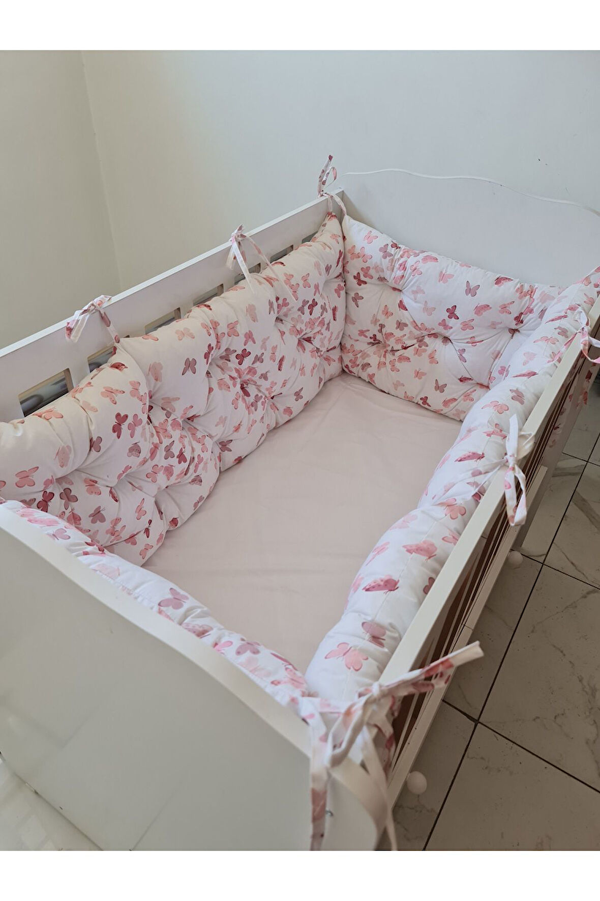 70 x 130 - Bebek Beşik Kenar Koruma Takımı - 40 cm Yükseklik, Yıkanabilir