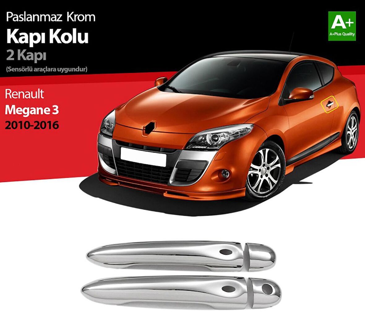 S-Dizayn Renault Megane 3 Krom Kapı Kolu 2 Kapı Sensörlü 2010-2016