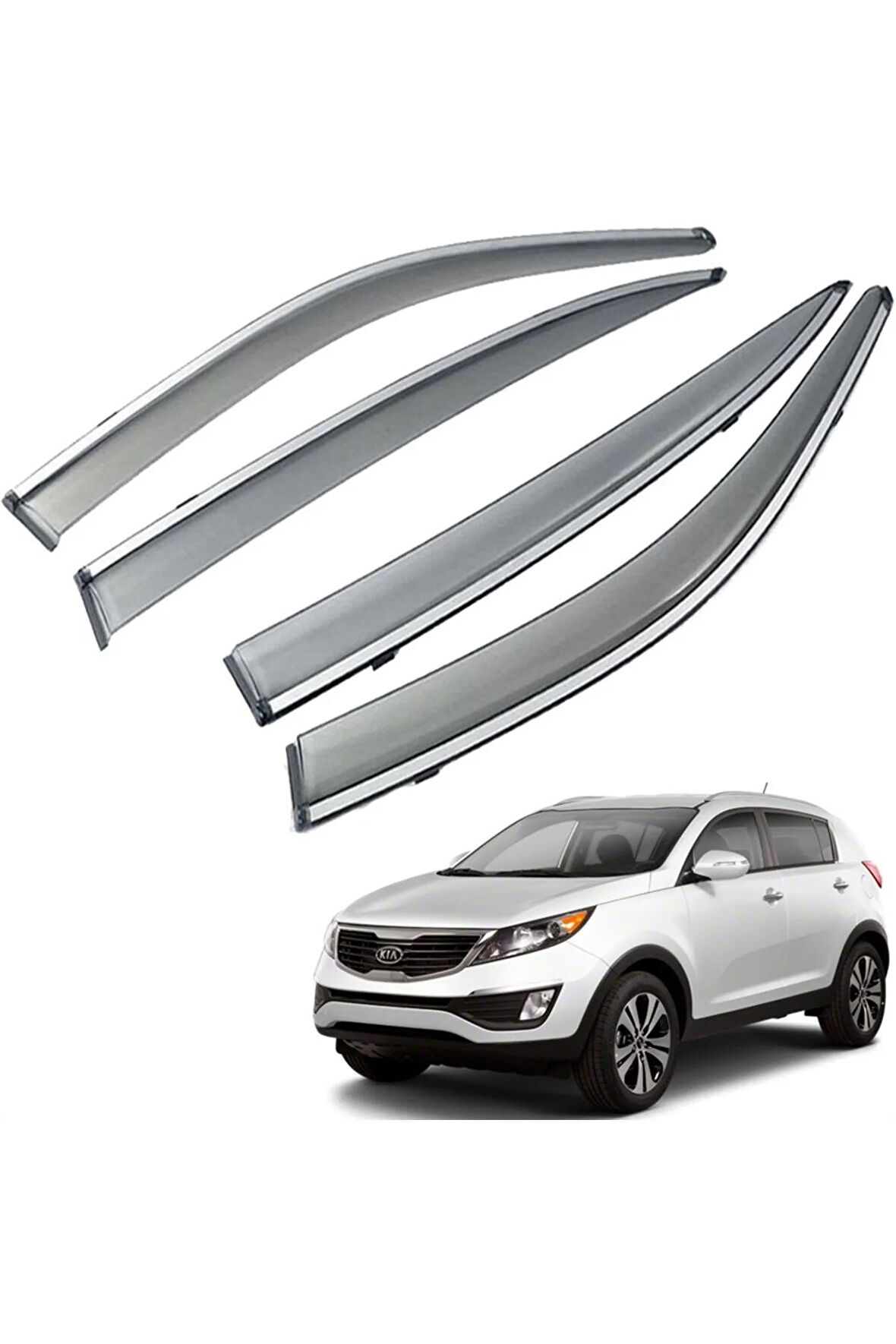 Kia Sportage Mügen Cam Rüzgarlığı Kromlu Rüzgarlık ( Paslanmaz Kromlu ) 2010 - 2016 4 Lü FÜME RENK