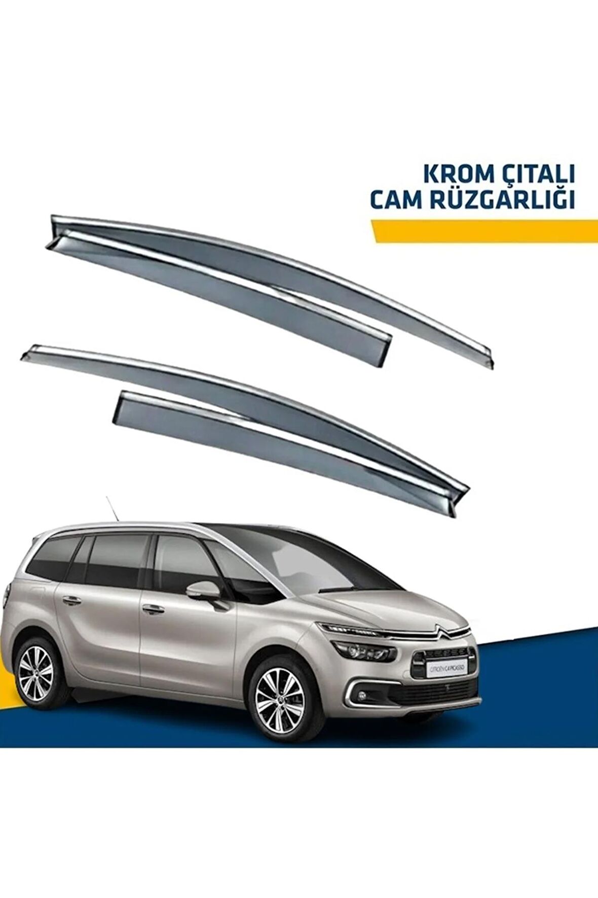 Citroen C4 Grand Picasso Mügen Cam Rüzgarlığı Kromlu Rüzgarlık (Paslanmaz) 2015 Sonrası Arası 4LüSET