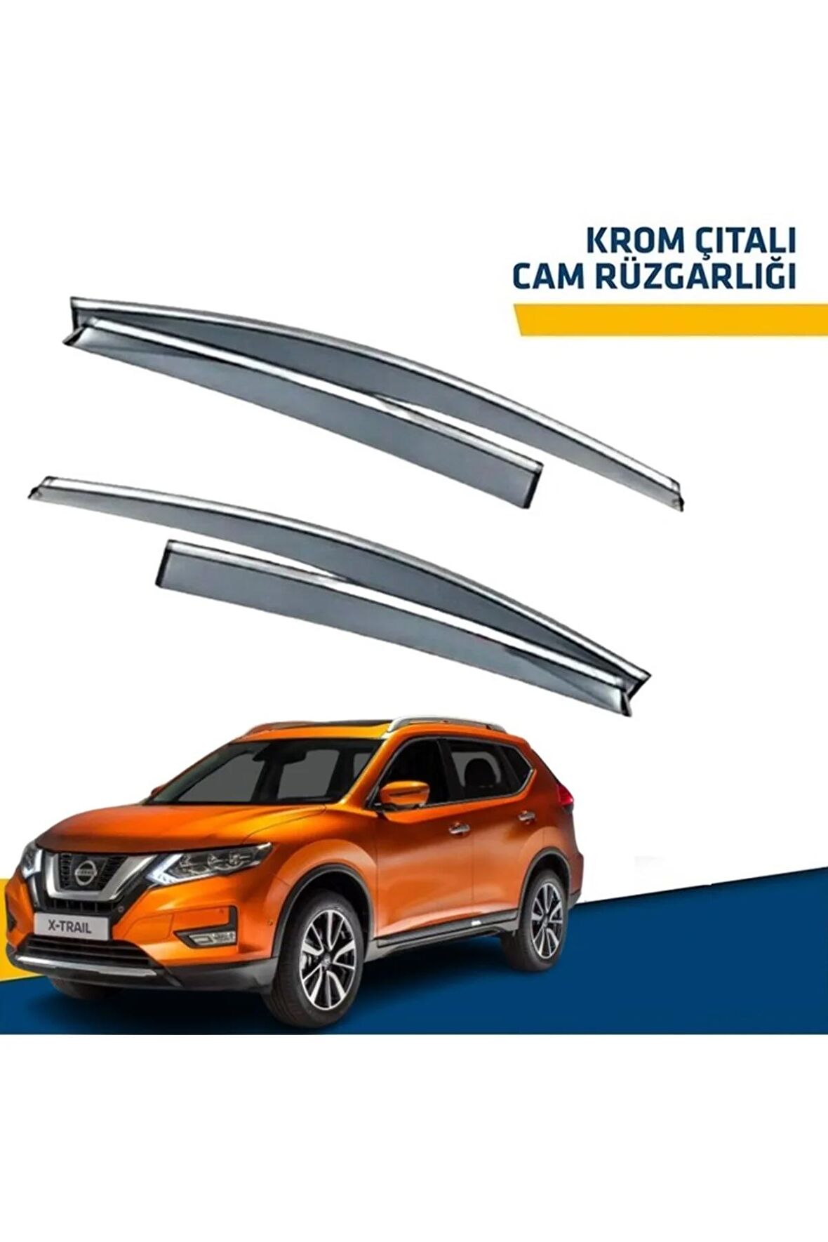 Nissan X-Trail Mügen Cam Rüzgarlığı Kromlu Rüzgarlık (Paslanmaz Nikelajlı) 2017 -2021 Arası 4 Lü Set