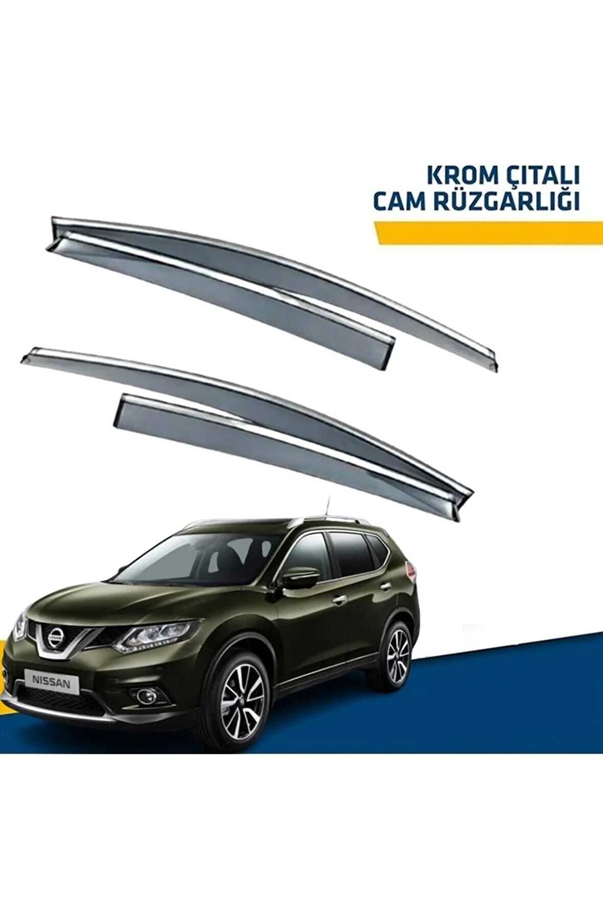 Nissan X-Trail Mügen Cam Rüzgarlığı Kromlu Rüzgarlık ( Paslanmaz Nikelajlı) 2013-2017 Arası 4 Lü Set