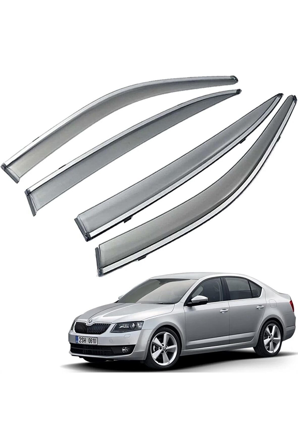 Skoda Octavia A7 Mügen Cam Rüzgarlığı Kromlu Rüzgarlık ( Paslanmaz Kromlu) 2013-2020 Arası FÜME RENK