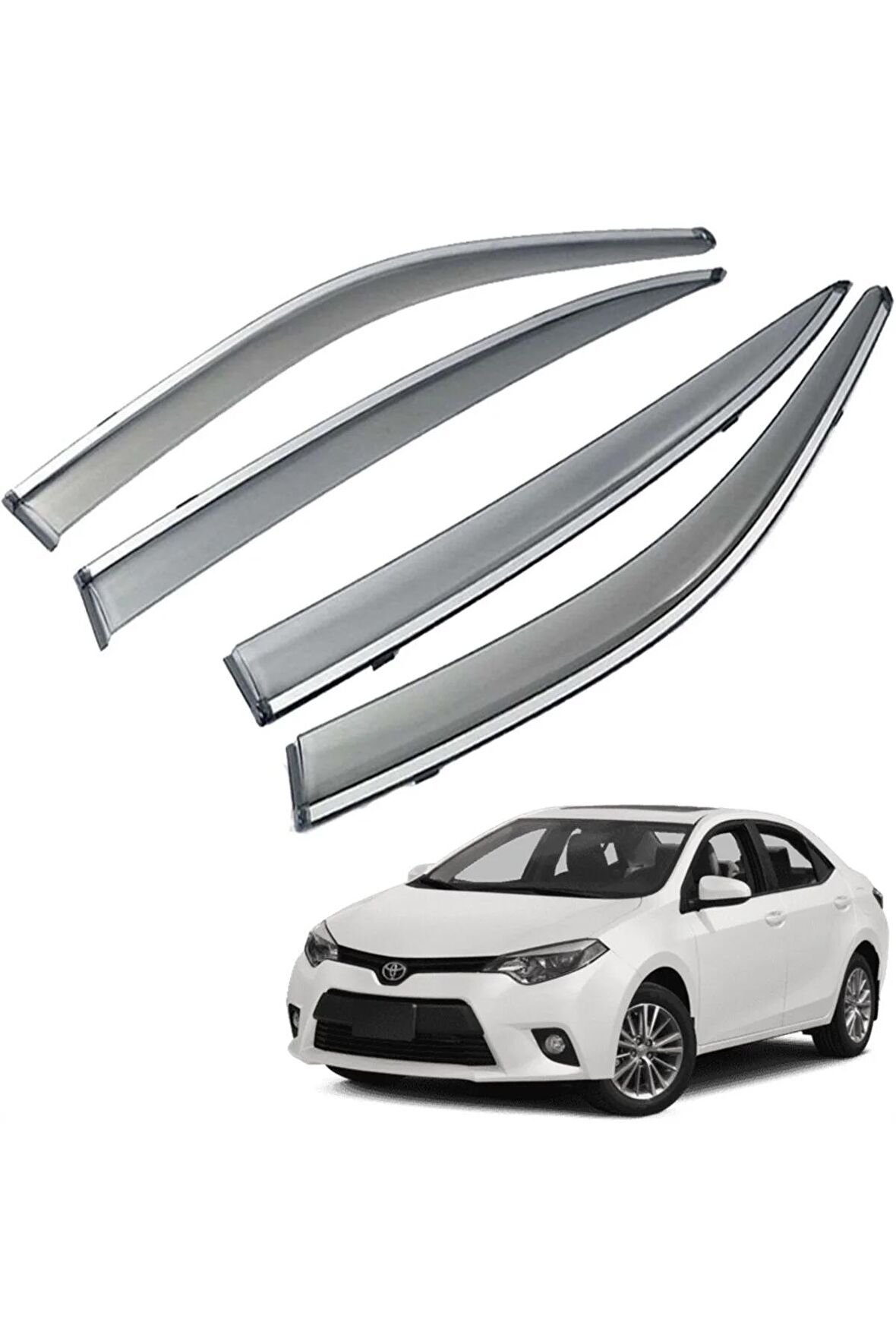 Toyota Corolla Mügen Cam Rüzgarlığı Kromlu Rüzgarlık (Paslanmaz Kromlu) Sedan  2013 - 2018 FÜME RENK