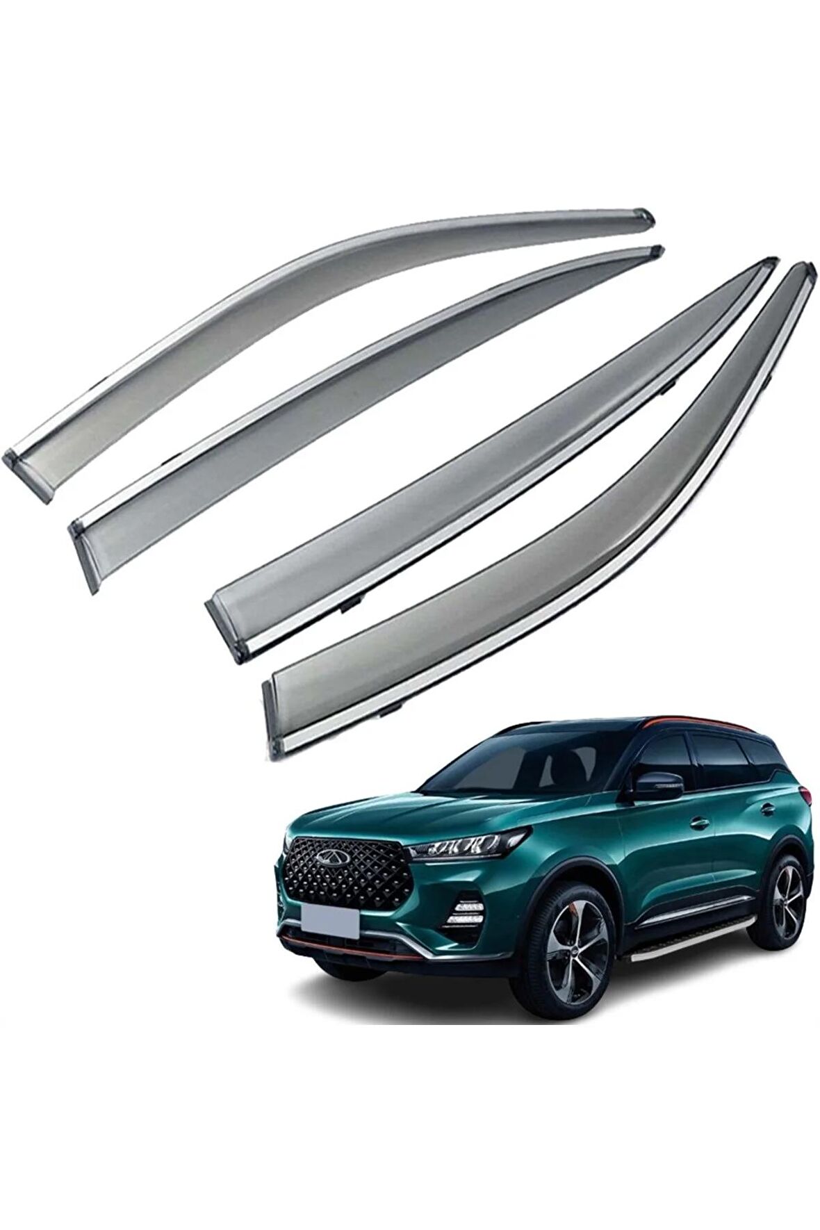 Chery Tiggo 7 Pro Mügen Cam Rüzgarlığı Kromlu Rüzgarlık ( Paslanmaz Kromlu ) 2022 Sonrası 4 Lü SET