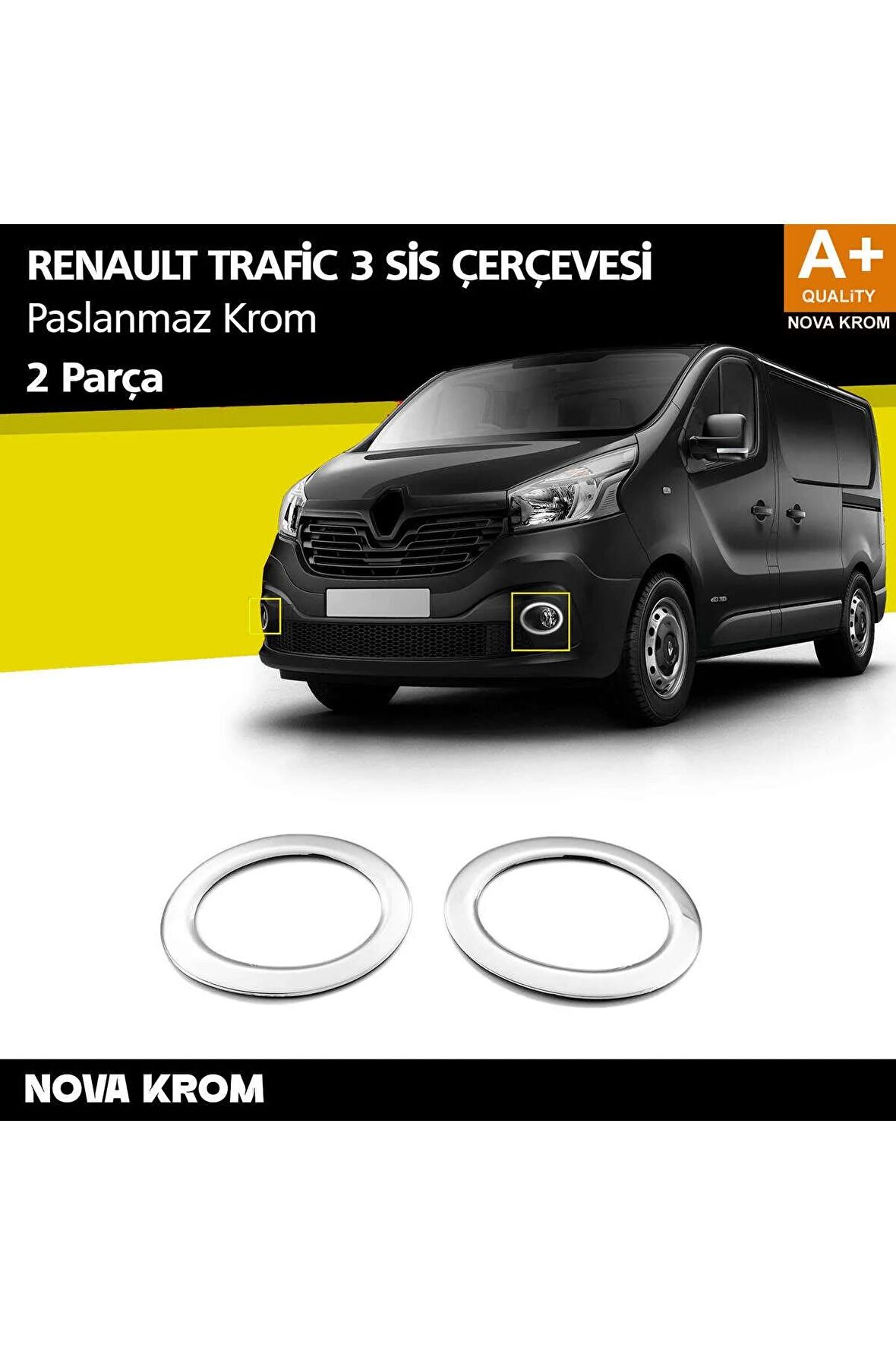 Renault Trafic Krom Sis Farı Çerçevesi 2 Prç. 2014 Üzeri