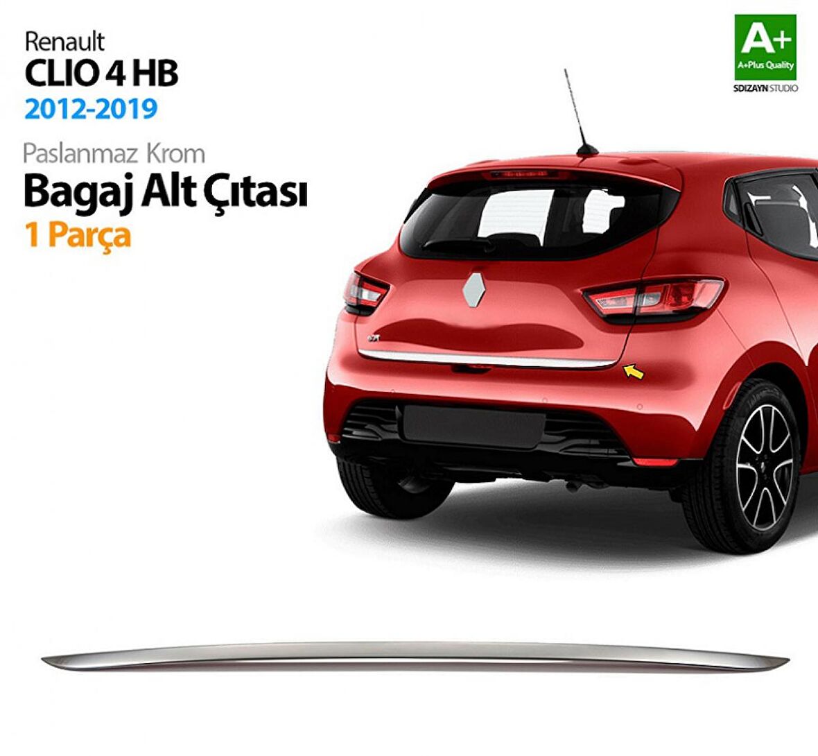 S-Dizayn Renault Clio 4 HB Krom Bagaj Alt Çıtası 2012 Üzeri