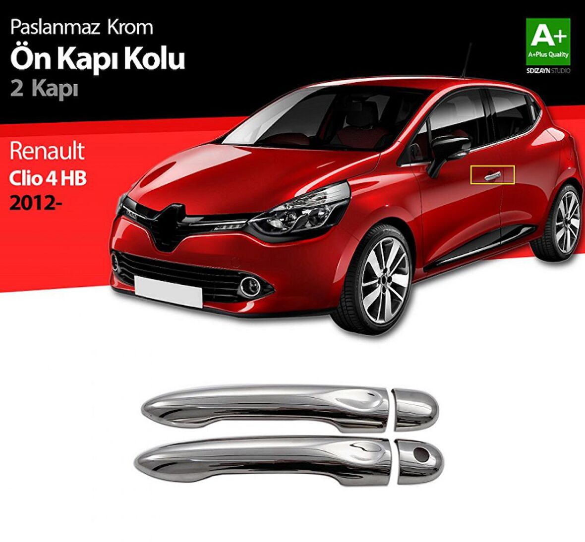 S-Dizayn Renault Clio 4 HB Krom Ön Kapı Kolu 2 Kapı 2012 Üzeri