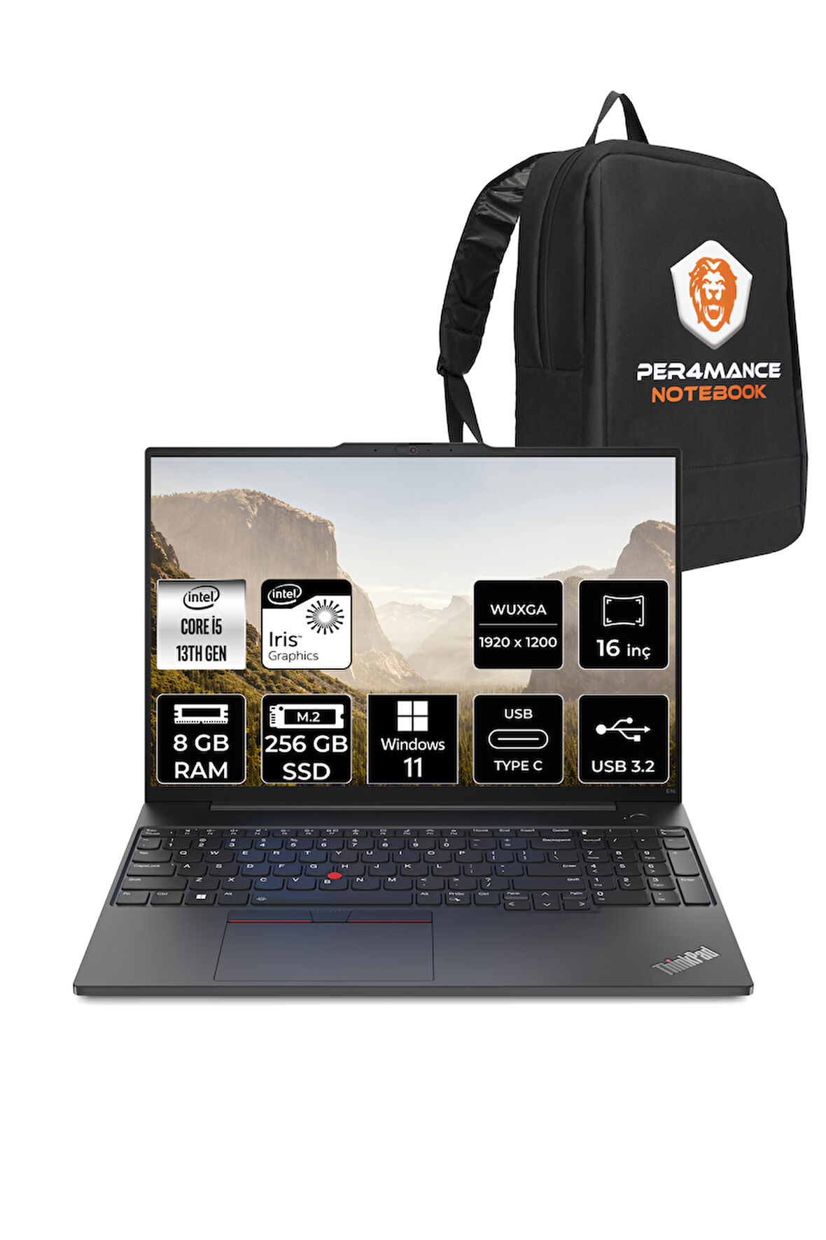 Lenovo ThinkPad E16 G1 i5 13420H 8GB 256GB SSD WUXGA 16'' W11HOME Dizüstü Bilgisayar & PER4 ÇANTA