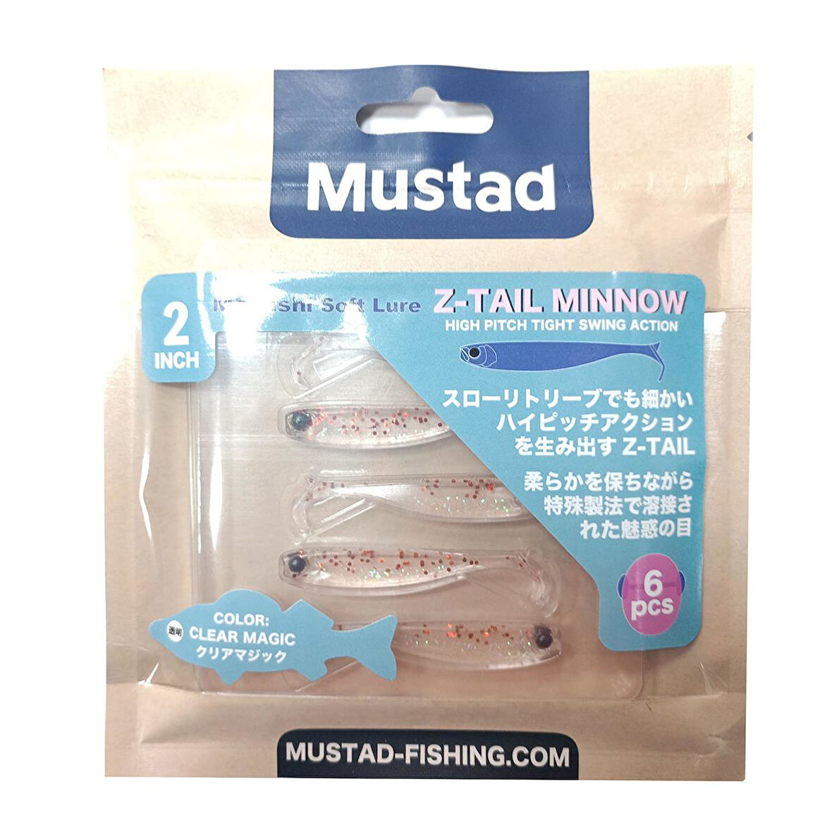 Mustad Mezashi Z-Tail Minnow 5cm Silikon Yem Clear Magic