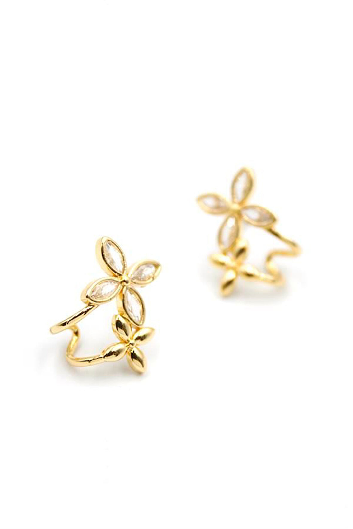 Çoklu Çiçek Küpe - Altın