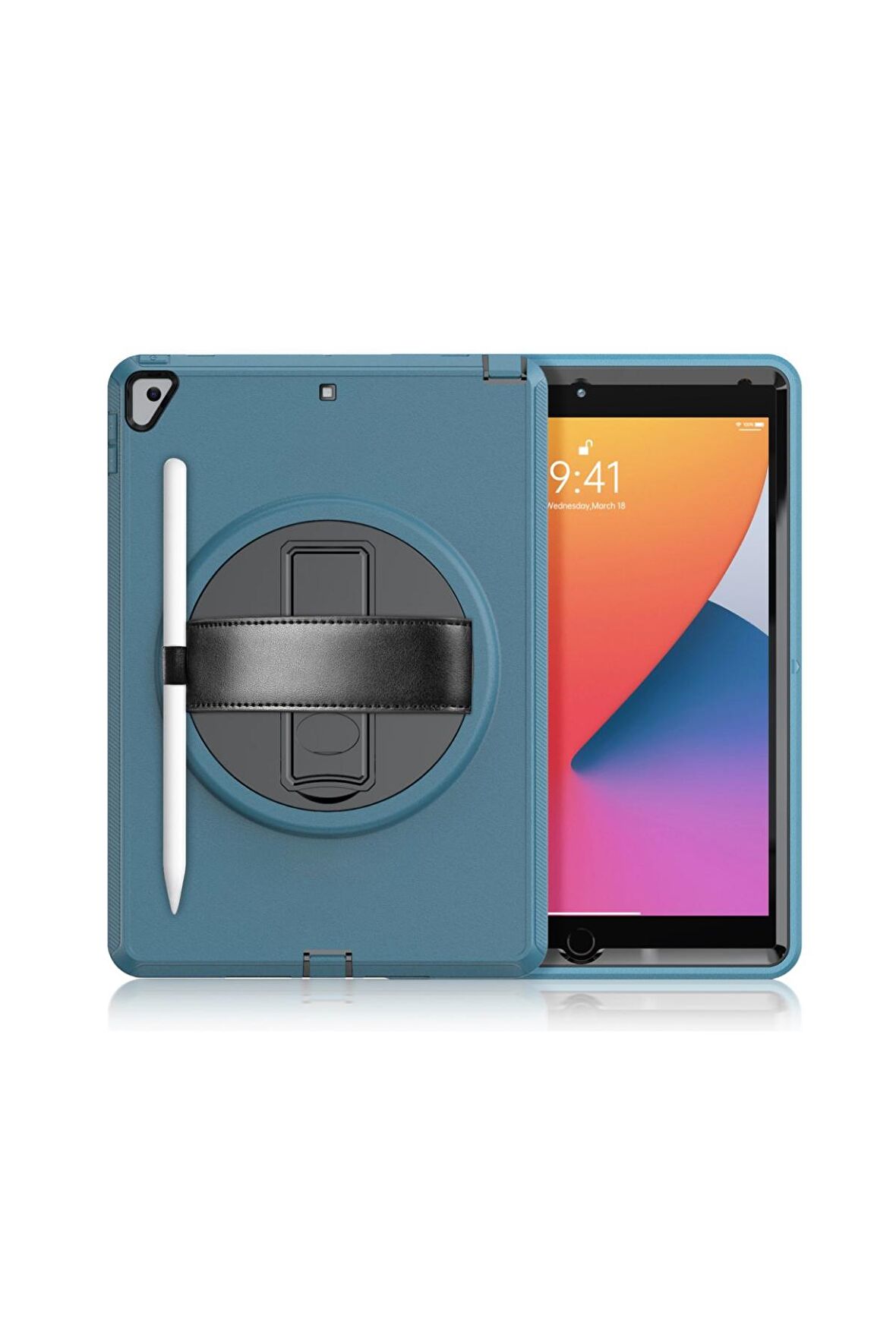 Qpen iPad 10.2 inç (8.nesil)  Uyumlu Hand Strap Tablet Kılıfı 