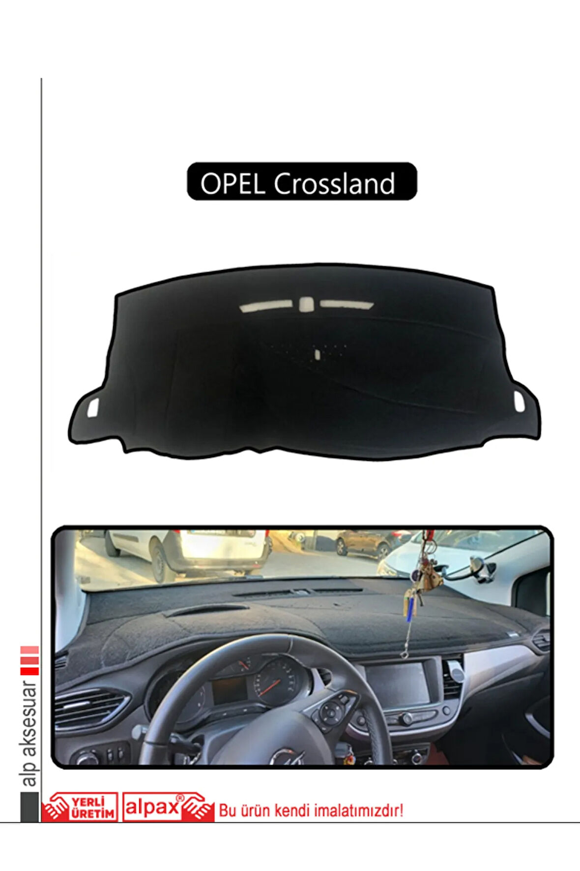Opel Crossland Torpido Koruma  Halısı -  Siyah Kenar