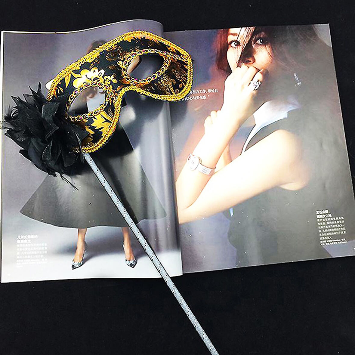 Lüks Taşlı Saplı Maskeli Balo Maskesi Siyah Renk 35 cm TdrTR