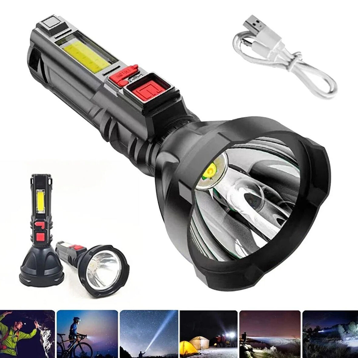 Çok Fonksiyonlu Şarjlı El Feneri USB Şarjlı HS31 TdrTR
