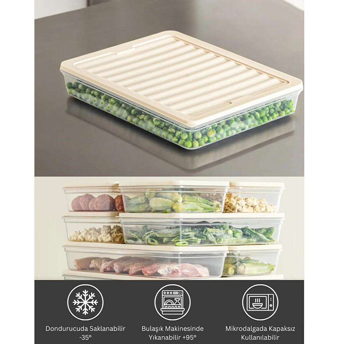 bigmate BGMT2525 4'lü Şeffaf Saklama Kabı 4x2,5 Lt Mikrodalga Buzdolabı ve Dondurucu Uyumlu Düzenleyici