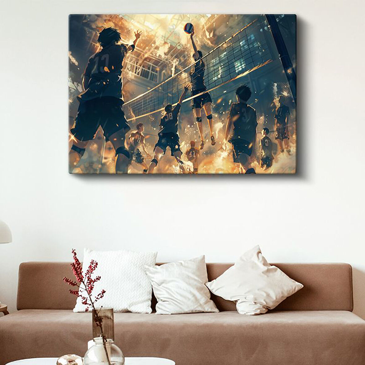 Voleybol Maçı - Altın Işıklar Anime Kanvas Tablo