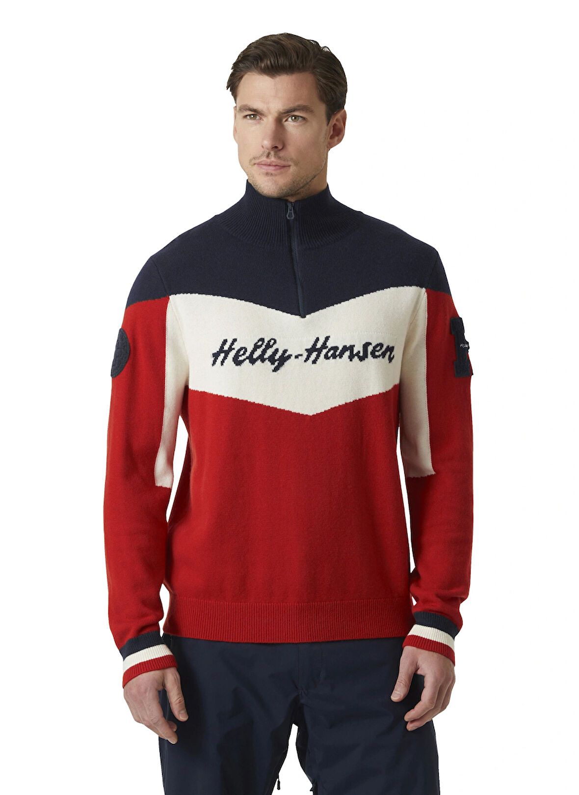 Helly Hansen Kırmızı Erkek Fermuarlı Normal Düz Kazak HHA.66025_HELLY HANSEN APRES KNITTE