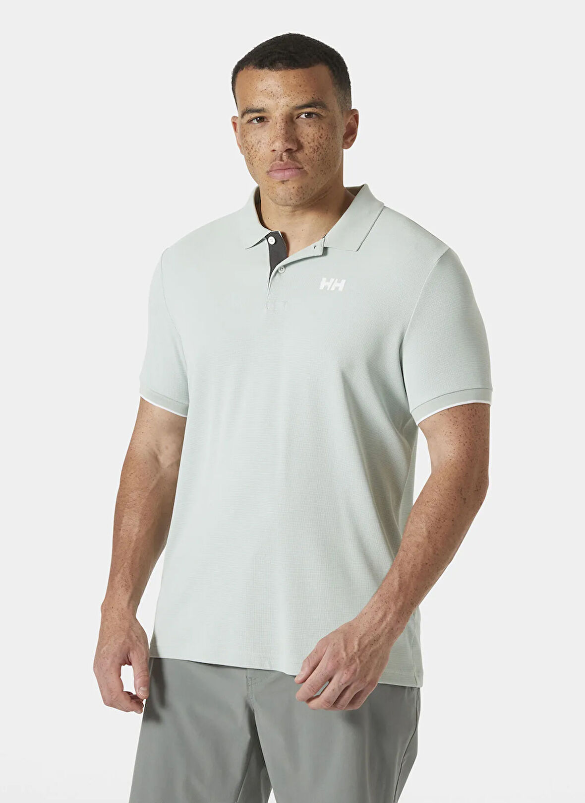 Helly Hansen HHA.34367_HELLY HANSEN OCEAN POLO 2 Gri Normal Düz Erkek Polo T-Shirt