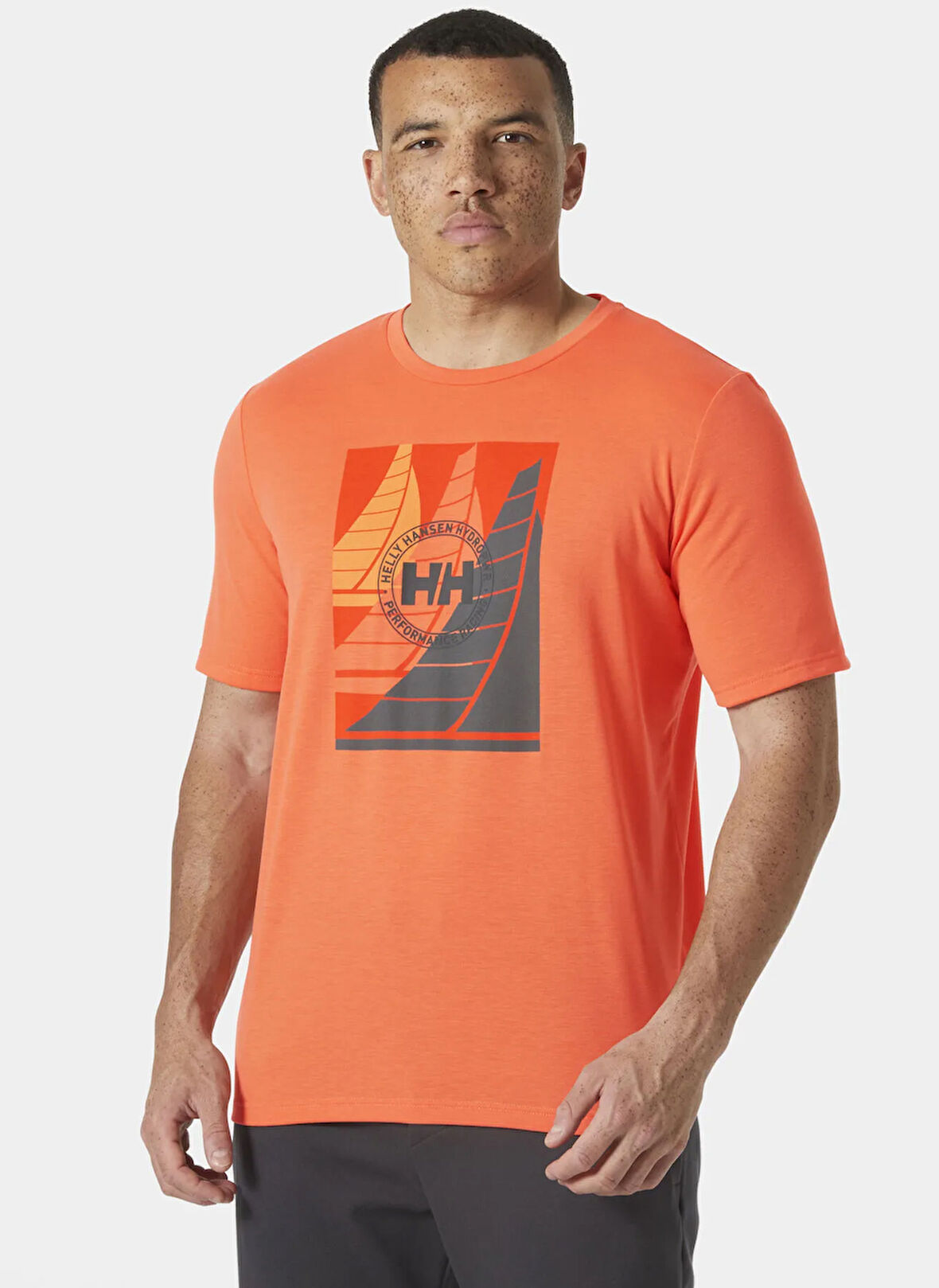 Helly Hansen HHA.34419_HELLY HANSEN HP RACE GRAP Turuncu Bisiklet Yaka Normal Düz Erkek T-Shirt