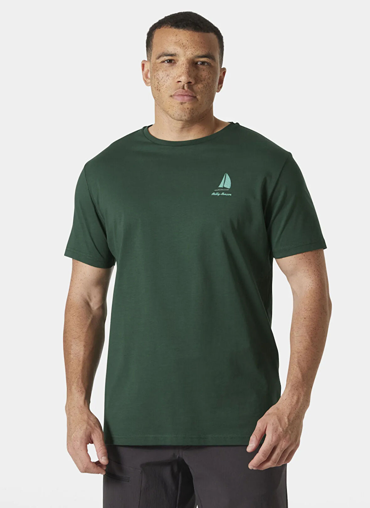 Helly Hansen HHA.54601_HELLY HANSEN SHORELINE T- Yeşil Bisiklet Yaka Normal Düz Erkek T-Shirt