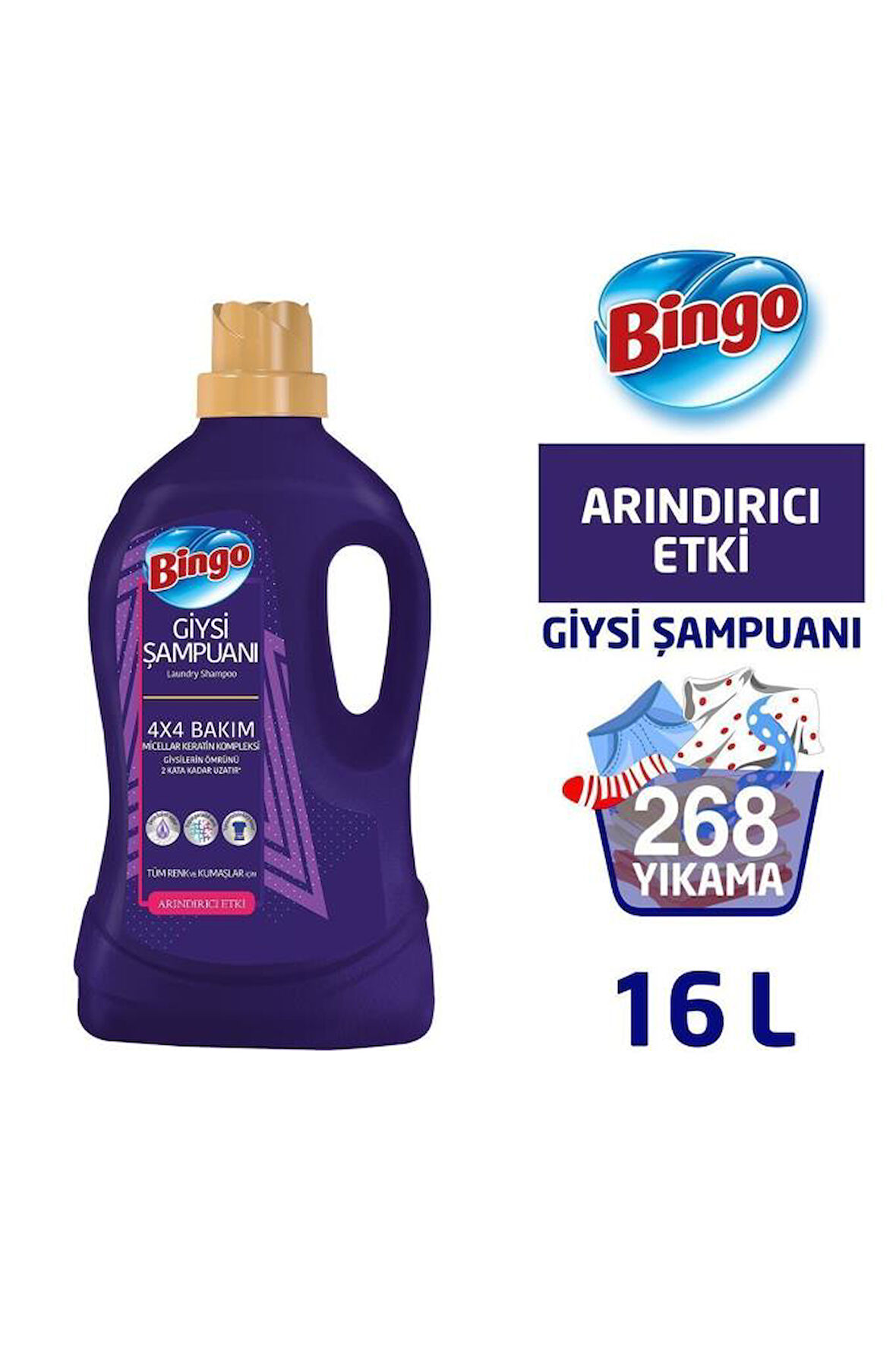 Bingo Giysi Şampuanı Arındırıcı Etki 4l 4'lü