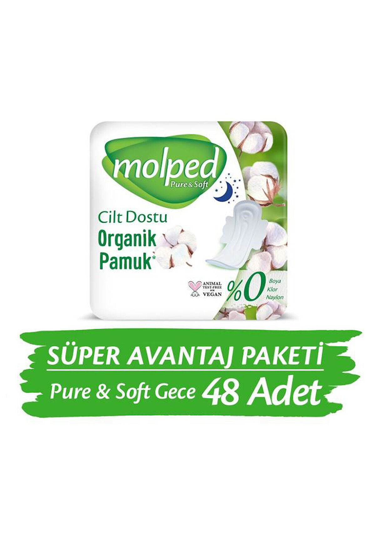 Molped Pure & Soft Gece Süper Ekonomik Ped 16 Lı X 3 Adet