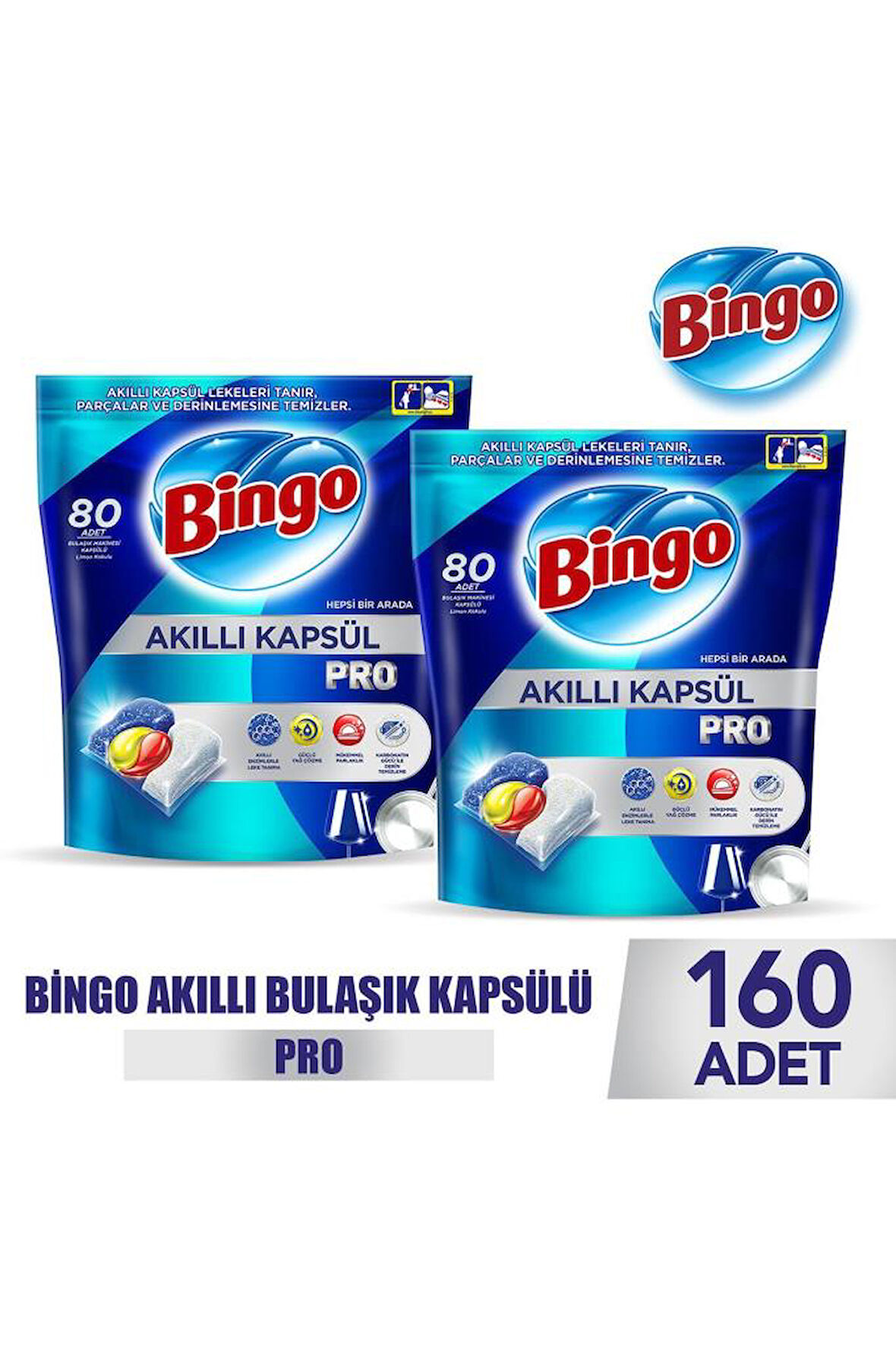 Bingo Akıllı Kapsül Pro Bulaşık Makinesi Deterjanı Tableti 160'lı