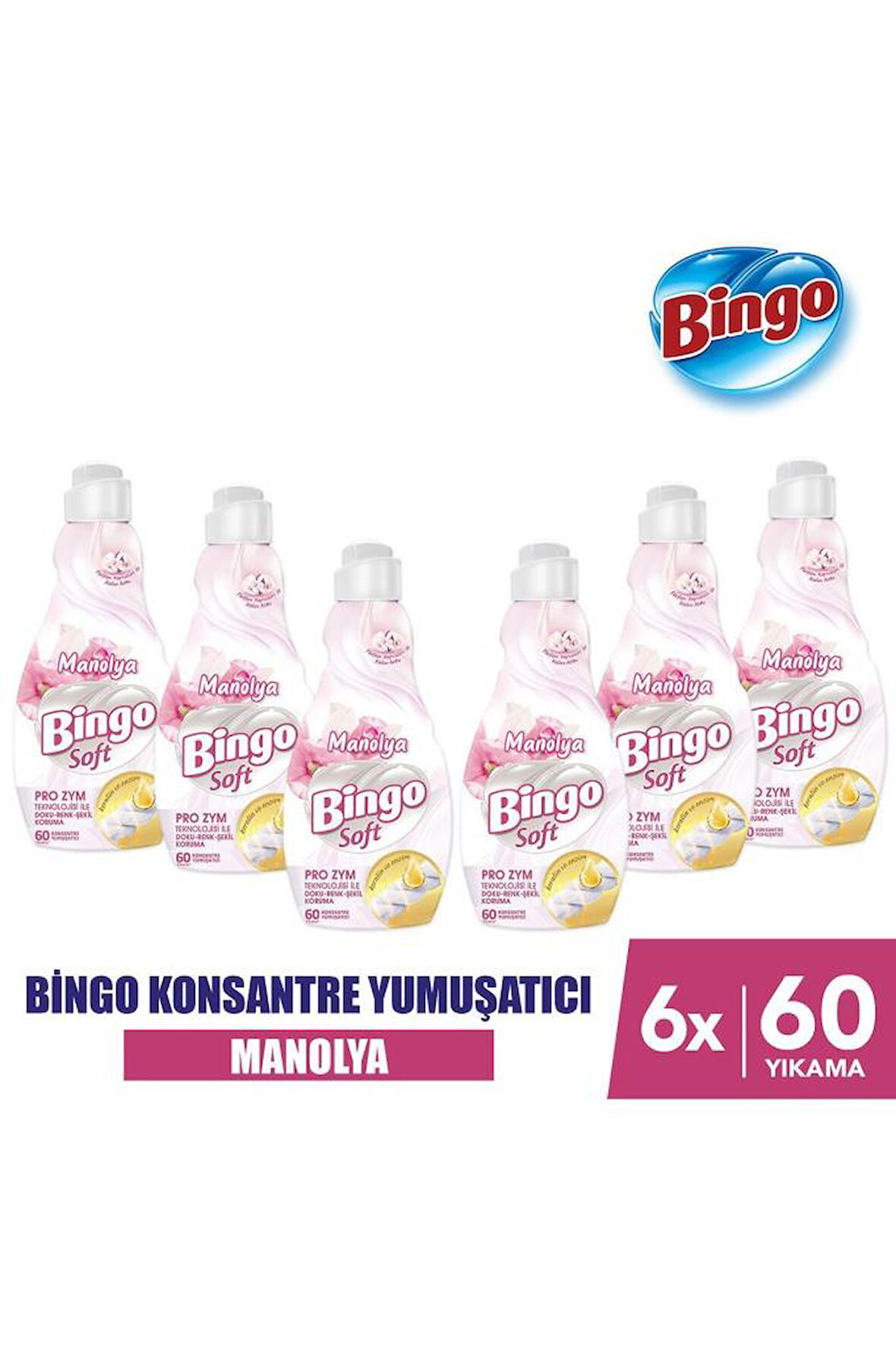 Bingo Soft Konsantre Çamaşır Yumuşatıcısı Manolya 1440 ml X 6 Adet