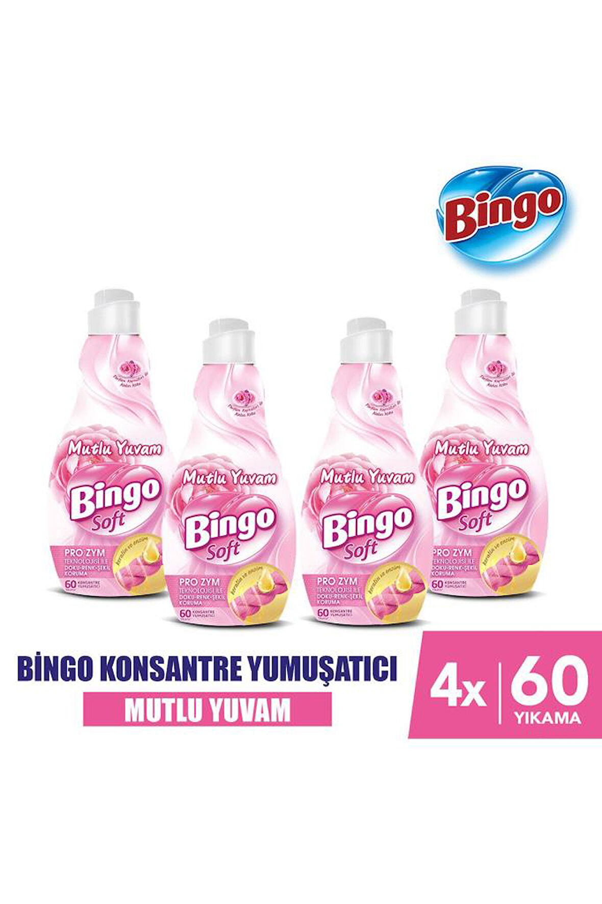 Bingo Soft Konsantre Çamaşır Yumuşatıcısı Mutlu Yuvam 1440 ml X 4 Adet