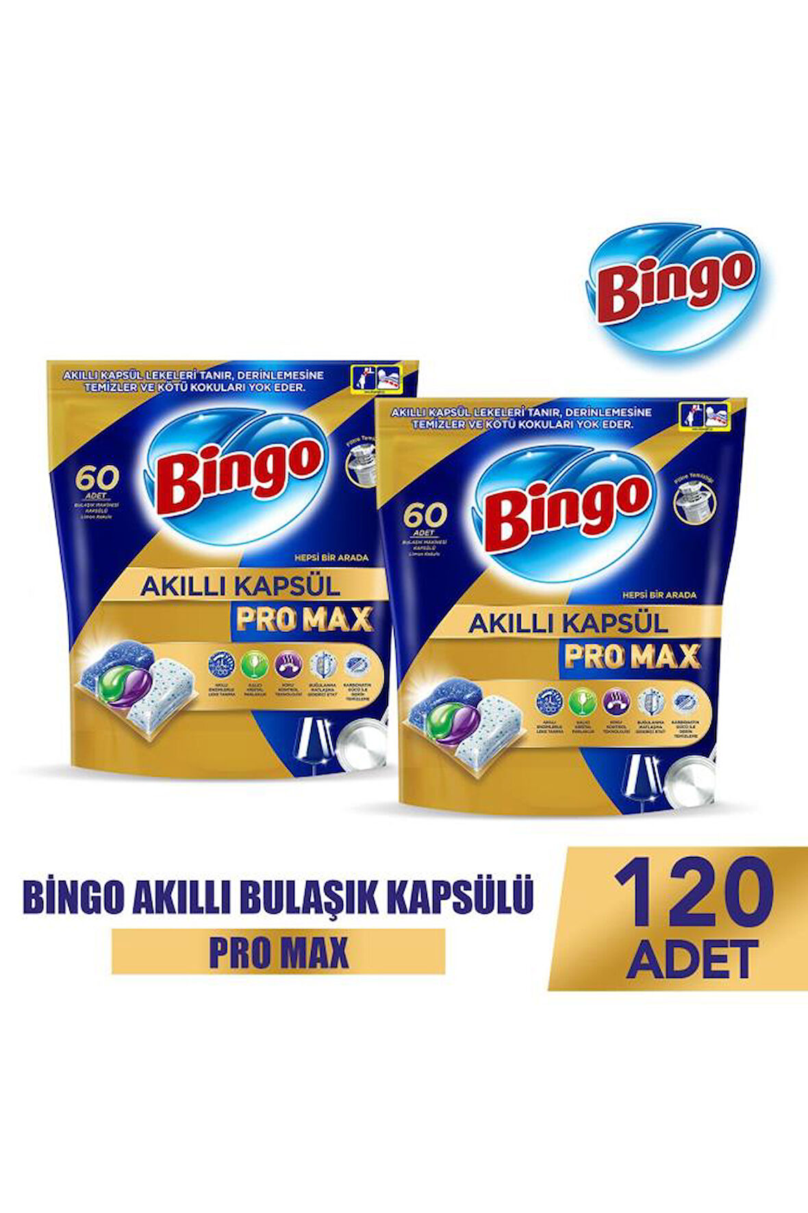 Bingo Akıllı Kapsül Pro Max Bulaşık Deterjanı Tableti 120-li