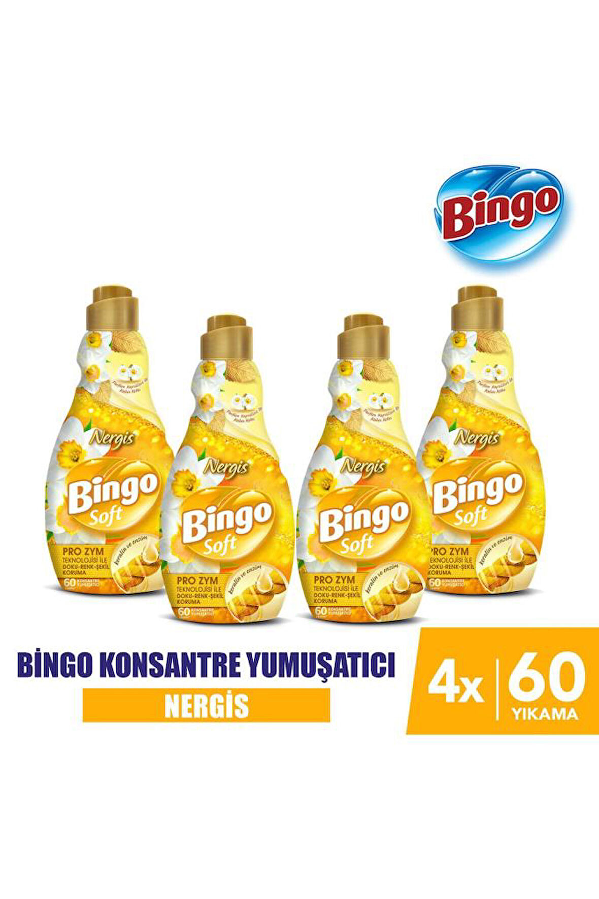 Bingo Soft Konsantre Çamaşır Yumuşatıcısı Nergis 1440 ml X 4 Adet