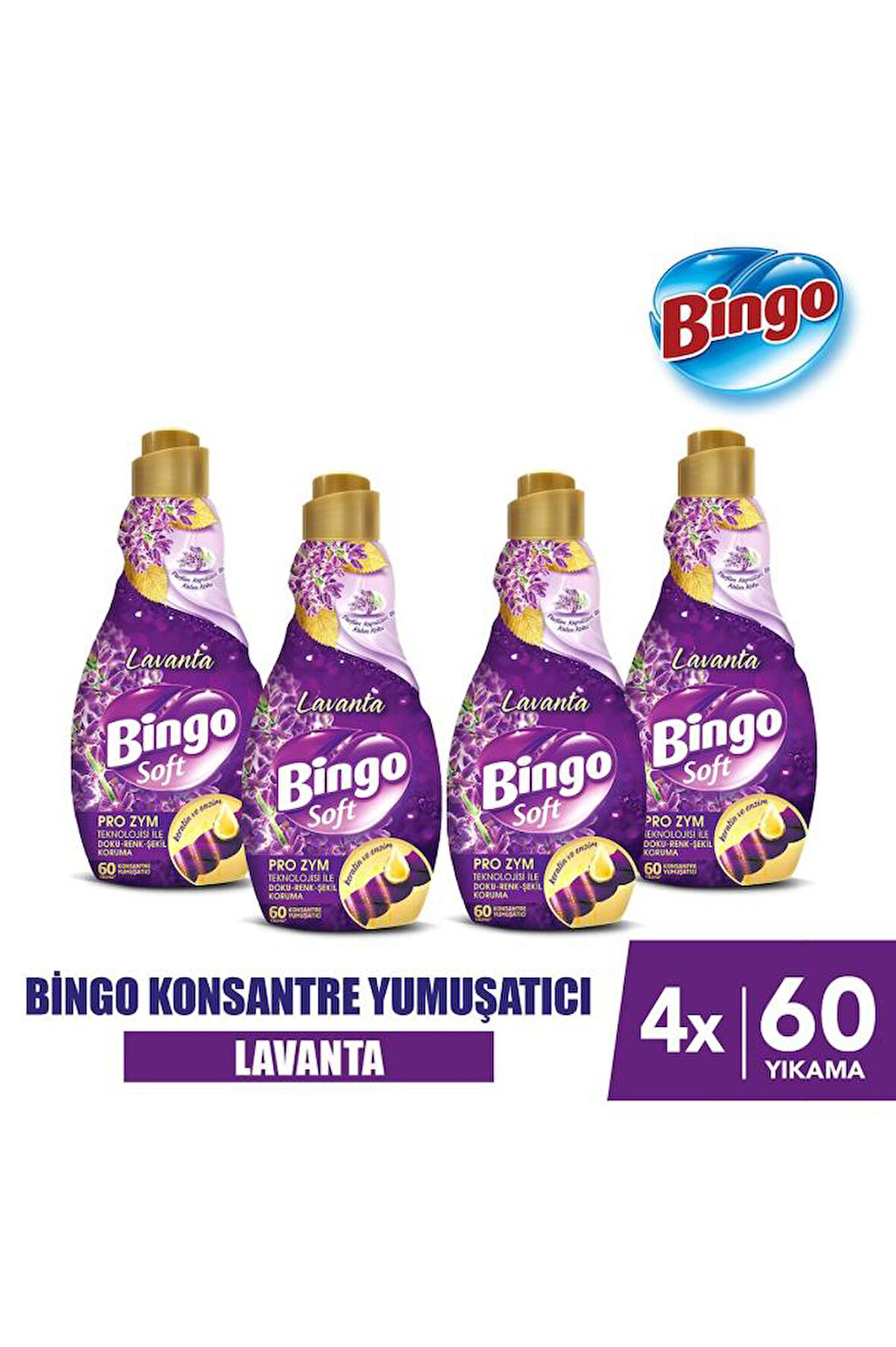 Bingo Soft Konsantre Çamaşır Yumuşatıcısı Lavanta 1440 ml X 4 Adet