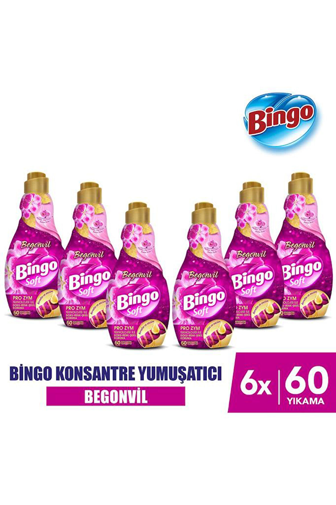 Bingo Soft Konsantre Çamaşır Yumuşatıcısı Begonvil 1440 ml X 6 Adet