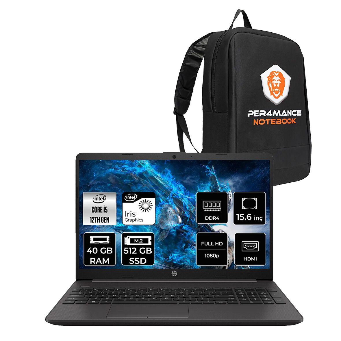 HP 250 G9 i5 1235U 40GB 512GB SSD 15.6" FHD FDOS Taşınabilir Bilgisayar & PER4 Çanta