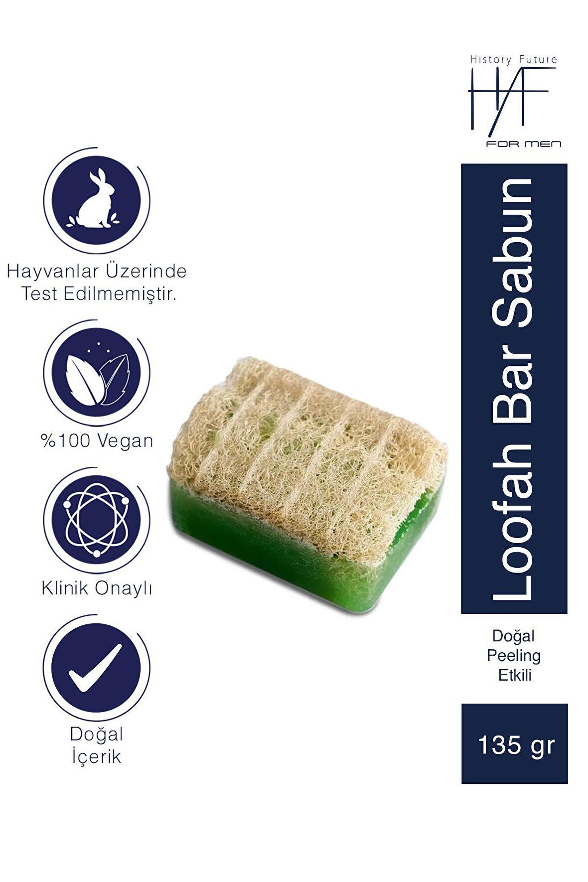 Erkeklere Özel Derin Temizlik & Yenileyici Doğal Peeling Etkili Lifli Loofah Bar Sabunu 135 g