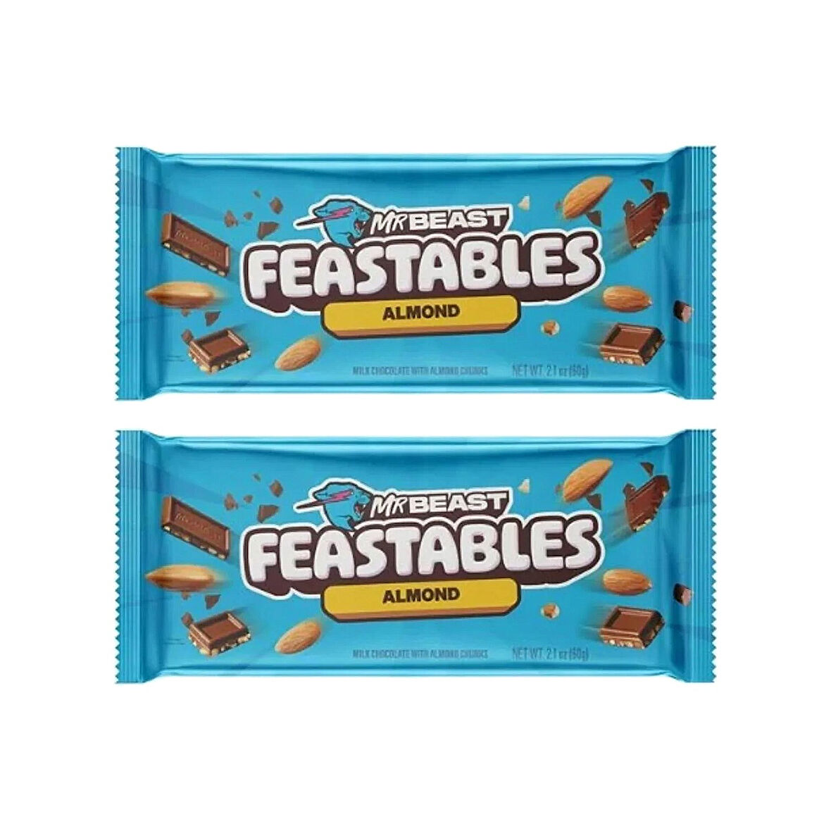 Feastables Mr Beast Almond Badem Parçacıklı sütlü Çikolata 60 gr x 2 Adet