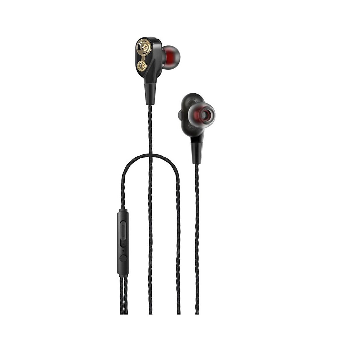 Tecno 2023 Hot Beats 3D Hifi 4 Hoparlörlü Xiaomi Mi 9T Pro 3.5mm Uyumlu  Jack Girişli Kablolu Mikrofonlu Kulaklık Siyah