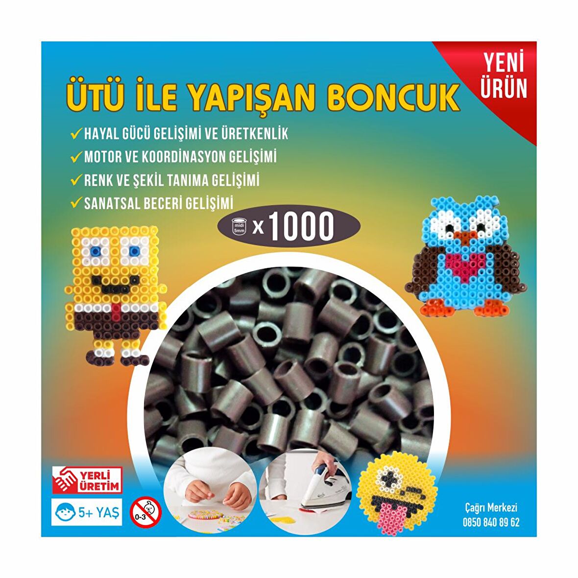 Hama Tipi Ütü ile Yapışan Midi Boncuk 5mm 1000'li Kahverengi