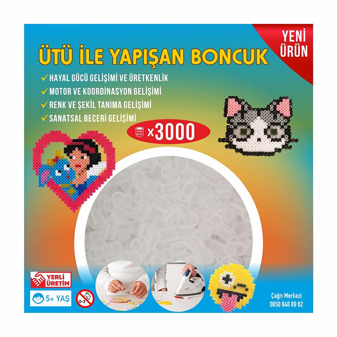 Hama Tipi Ütü ile Yapışan Midi Boncuk 5mm 3000'li Şeffaf